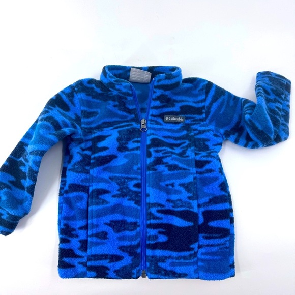 Columbia Vibrant Blue Patterned Fleece Jacket - Picture 1 of 7